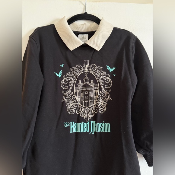 Disney Disneyland The Haunted Mansion Black Collared Sweater Dress Kids Girls - Picture 3 of 7